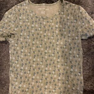 American Eagle Olive Floral Top